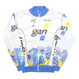 Mens White & Blue Graphic Polyester Blend Zip Jacket L Sports Style