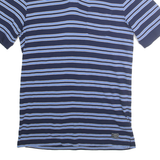 CHAPS Mens Blue & White Striped Short Sleeve Polo Shirt M Cotton Casual