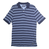 CHAPS Mens Blue & White Striped Short Sleeve Polo Shirt M Cotton Casual