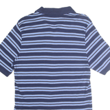 CHAPS Mens Blue & White Striped Short Sleeve Polo Shirt M Cotton Casual