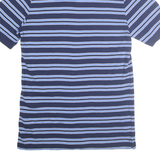 CHAPS Mens Blue & White Striped Short Sleeve Polo Shirt M Cotton Casual