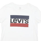 LEVI'S Womens White Cotton Blend Graphic T-Shirt S Short Sleeve Crew Neck