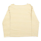 LEVI'S Womens White & Yellow Striped Basic Top Long Sleeve Round Neck S Cotton