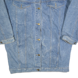 Womens Blue Denim Button Cotton Jacket M Plain Sherpa Collar Casual Winter