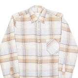 CLUB Mens Beige & Cream Check Shirt S Cotton Blend Casual Long Sleeve