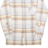 CLUB Mens Beige & Cream Check Shirt S Cotton Blend Casual Long Sleeve