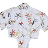 ZARA Womens Blue Printed Shirt Short Sleeve Collared S Nautical Motif