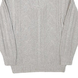 Mens Grey Chunky Knit Zip Neck Patterned Acrylic Blend Jumper L Casual Warm