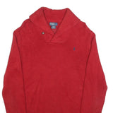 POLO RALPH LAUREN Boys Red Shawl Collar Plain Cotton Jumper XL Classic Knitwear