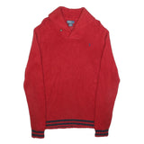 POLO RALPH LAUREN Boys Red Shawl Collar Plain Cotton Jumper XL Classic Knitwear