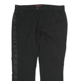 GUESS Mens Cotton Blend Black Regular Trousers W38 L30 Satin Side Stripe Zip