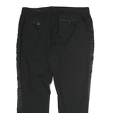 GUESS Mens Cotton Blend Black Regular Trousers W38 L30 Satin Side Stripe Zip