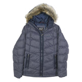 JACK WOLFSKIN Womens Blue Denim Outdoor Jacket UK 12 Polyester Blend Puffer Zip