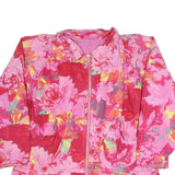 Womens Pink Floral Print Zip Jacket L Polyester Blend Lightweight Casual