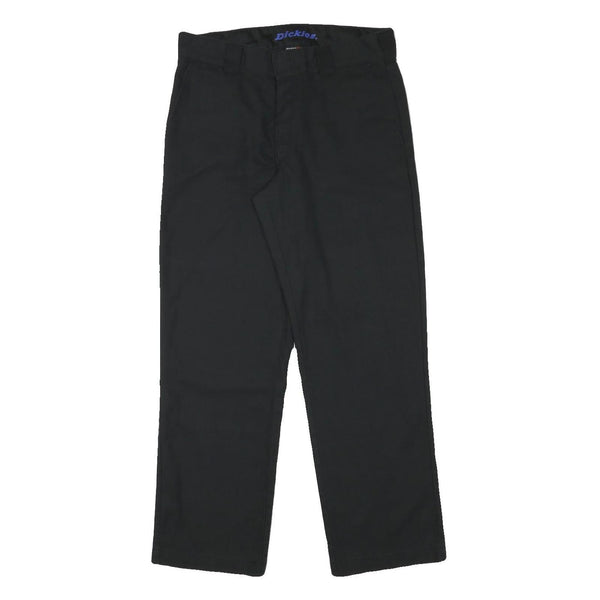 DICKIES Mens Cotton Blend Black Regular Straight Trousers W32 L30 Workwear Zip
