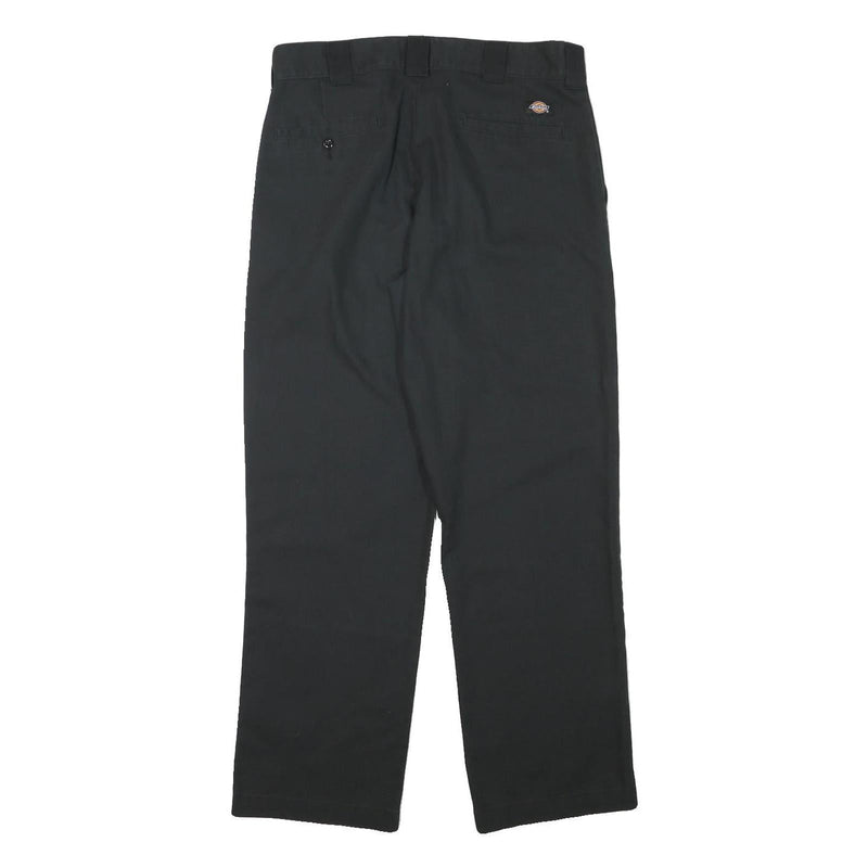 DICKIES Mens Cotton Blend Black Regular Straight Trousers W32 L30 Workwear Zip