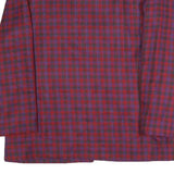 Womens Red Blue Check Button Jacket L Polyester Blend Classic Fit Long Sleeve