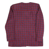 Womens Red Blue Check Button Jacket L Polyester Blend Classic Fit Long Sleeve