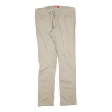 DICKIES Womens Slim Beige Cotton Blend Slim Straight Trousers W34 L32 Workwear