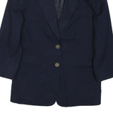 TALBOTS Womens Navy Blue Classic Jacket M Cotton Blend Button Front Formal