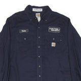 CARHARTT Mens Blue Workwear Cotton Blend Shirt L Curtiss-Wright Logo
