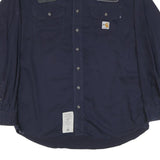 CARHARTT Mens Blue Workwear Cotton Blend Shirt L Curtiss-Wright Logo