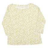 PHASE EIGHT Womens Yellow & White Floral Print Blouse 3/4 Sleeve Round Neck UK