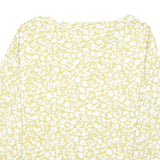 PHASE EIGHT Womens Yellow & White Floral Print Blouse 3/4 Sleeve Round Neck UK