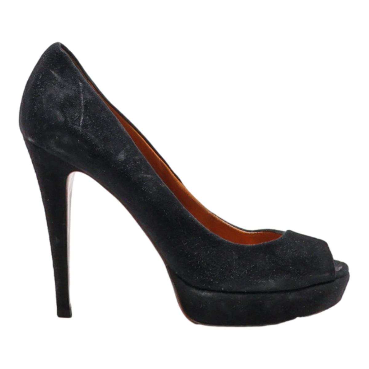 GUCCI Peep Toe Heels Black Leather Womens UK 5