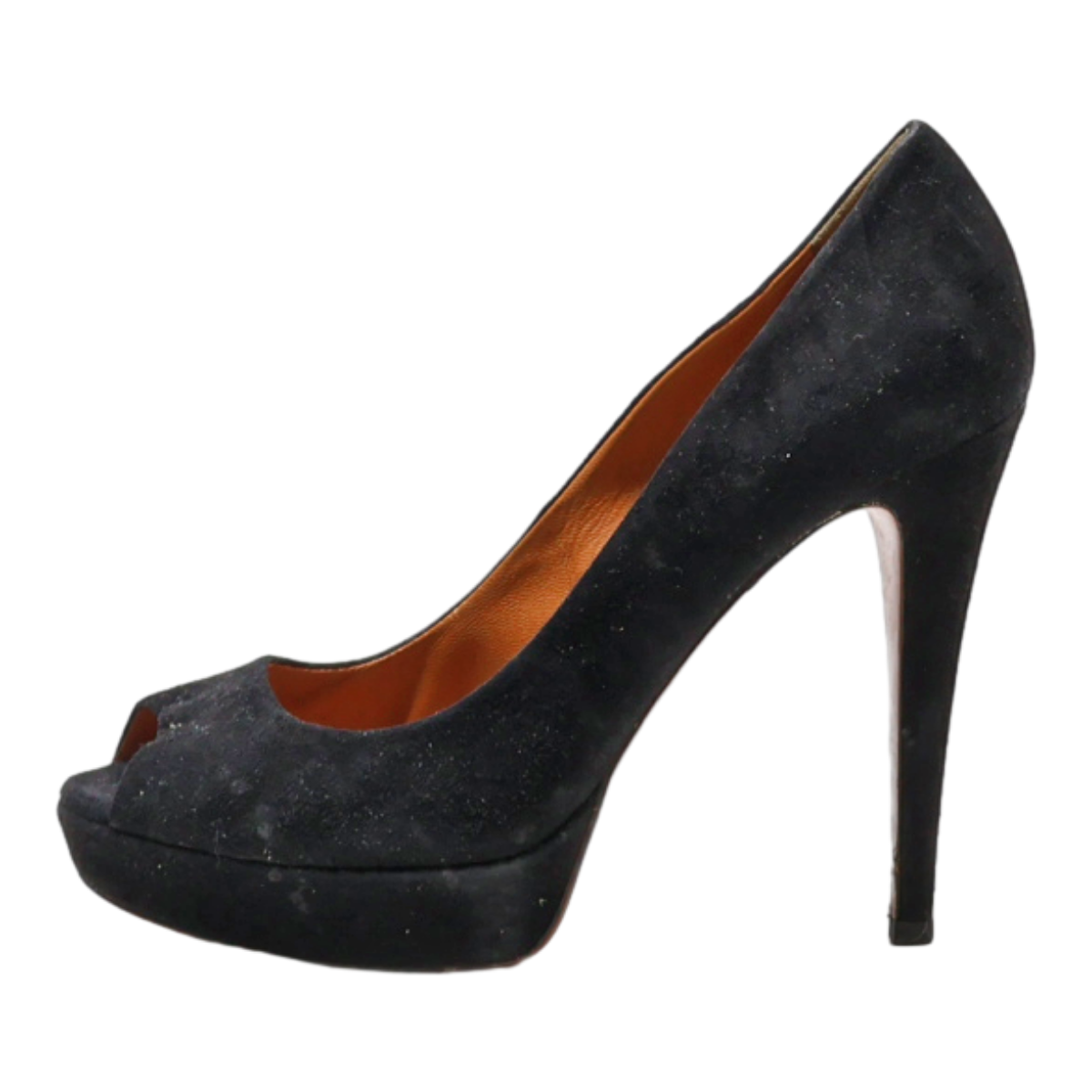 GUCCI Peep Toe Heels Black Leather Womens UK 5