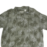 BATICK BAY Mens Green Rayon Shirt 2XL Tropical Palm Print Summer Casual