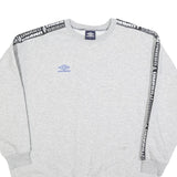 UMBRO Womens Grey & Black Logo Tape Crew Neck L Sweatshirt Cotton Blend Casual