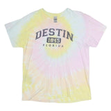 GILDAN Mens Yellow & Pink Destin Florida Graphic T-Shirt L Short Sleeve Crew
