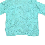 MAYON Womens Blue Printed Shirt Short Sleeve Collared L Lightweight Casual