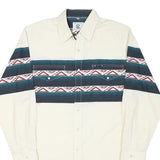 CORRAL WEST Mens White & Blue Patterned Western Shirt M Cotton Blend Casual