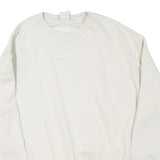 NIKE Womens White XS Crew Neck Sweatshirt Cotton Blend Pullover Lightweight