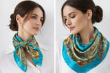 Anyyou Fashion Premium Satin Square Scarf – Blue Silk-Feel Neckwrap for Women