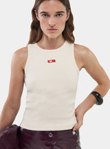 ECRU EMBROIDERED LOGO TANK TOP