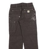 CARHARTT Womens Cotton Blend Brown Relaxed Straight Trousers W30 L30 Durable