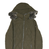 NAUTICA Womens Green Quilted Long Sleeve Zip Jacket S Polyester Blend Warm