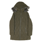 NAUTICA Womens Green Quilted Long Sleeve Zip Jacket S Polyester Blend Warm