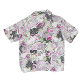 Womens White Pink Black Printed Cotton Blend Shirt M Summer Casual