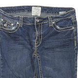 LA IDOL Womens Denim Blue Casual Slim M W32 Embellished Stitch Shorts