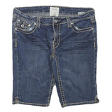 LA IDOL Womens Denim Blue Casual Slim M W32 Embellished Stitch Shorts