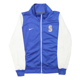 NIKE Mens Blue & White Track Jacket L Polyester Blend Zip Plain Casual