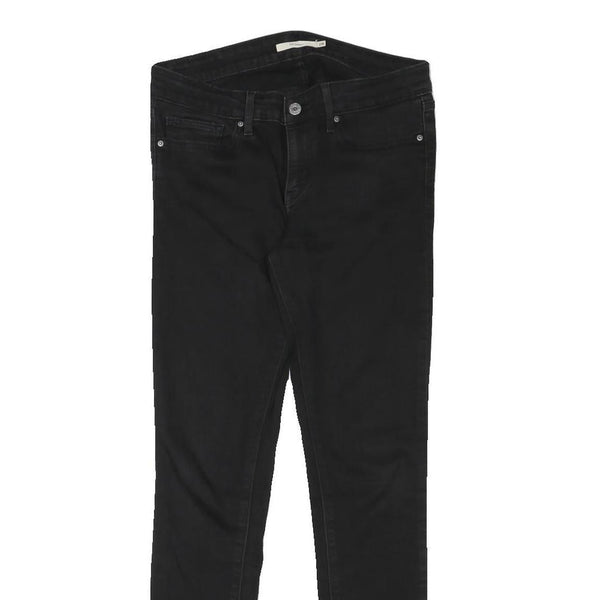 LEVI'S 711 Womens Jeans Black Slim Skinny Denim W28 L29 Zip Cotton Blend