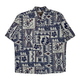 Kahala Floral Hawaiian Shirt - Large Blue Cotton