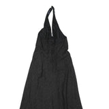VICKY VALERE Womens Black Sparkle Halter Midi Dress Polyester Blend XS Elegant