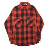 OZARK WILDERNESS Mens Red & Black Check Shirt L Button Front Casual Lumberjack