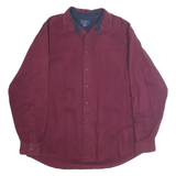 CAMBRIDGER CLASSICS Mens Maroon Casual Shirt XL Button Front Chest Pocket